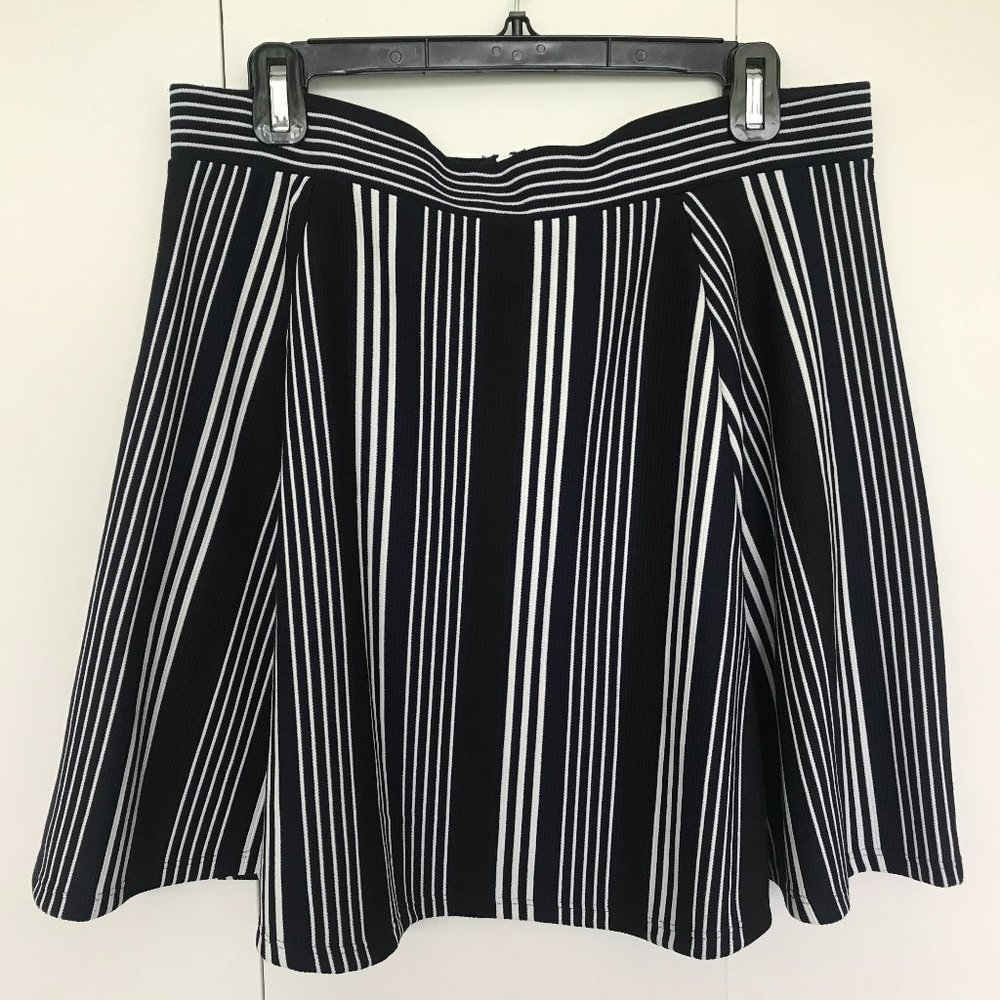 H&M Women's Navy Stripe Zip Skirt (L)